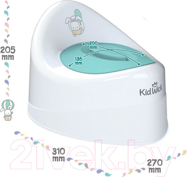 Изображение товара Детский горшок Kidwick Ракушка / KW030102 (белый/бирюзовый)