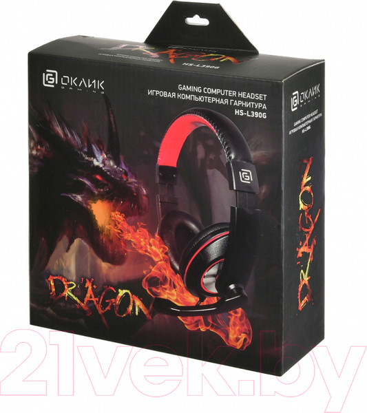 Изображение товара Наушники-гарнитура Оклик HS-L390G Dragon (черный/красный)