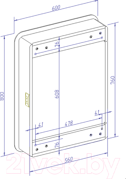 Изображение товара Шкаф с зеркалом для ванной Континент Elliott Led 60х80 R