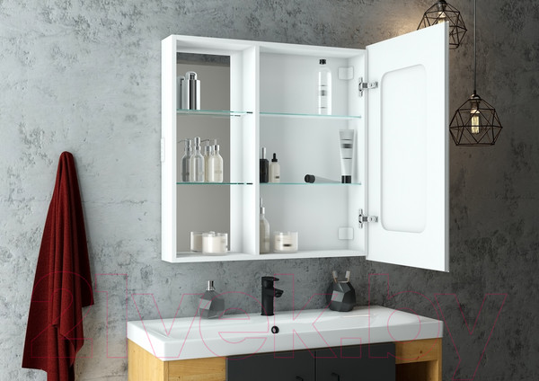 Изображение товара Шкаф с зеркалом для ванной Континент Aperio Led 80х80 R