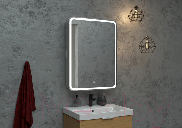 Изображение товара Шкаф с зеркалом для ванной Континент Elliott Led 55х80 R