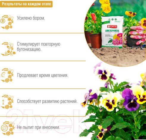 Изображение товара Удобрение Bona Forte Цветочное (2.5кг)