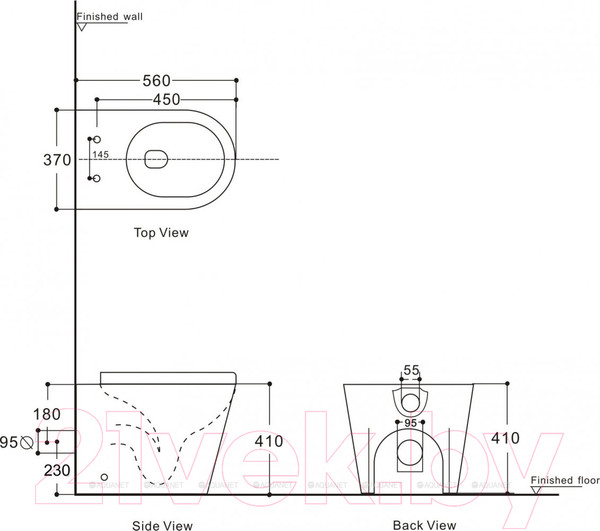 Изображение товара Унитаз приставной с инсталляцией Aquanet Atago 2.0 F / 243548 (с сиденьем)