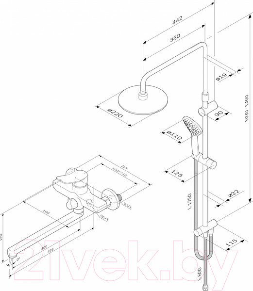 Изображение товара Душевая система со смесителем AM.PM X-Joy F40885A94