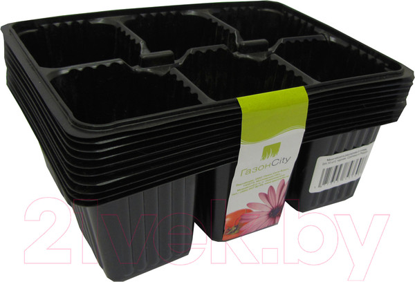 Изображение товара Кассета для рассады ГазонCity 6 ячеек (10шт, черный)