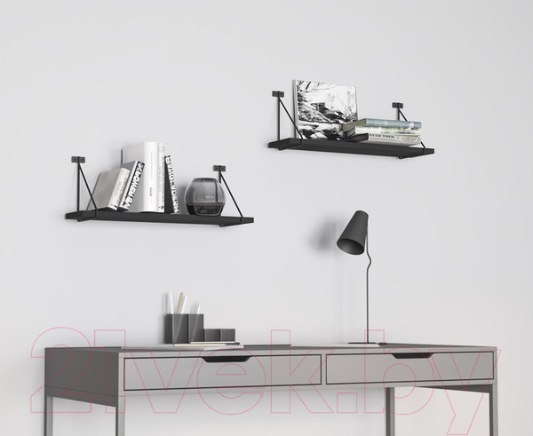 Изображение товара Полка Stoly By Фантом / П-1.1Ф (черный/черный держатель)