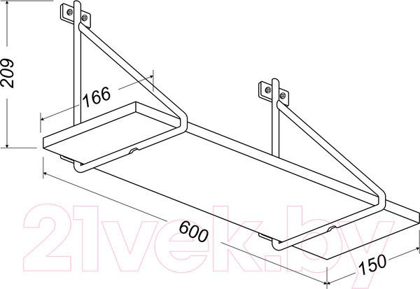 Изображение товара Полка Stoly By Фантом / П-1.1Ф (черный/черный держатель)
