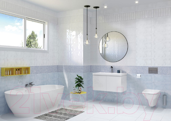 Изображение товара Плитка Cersanit Pudra Кирпич Рельеф PDG054D (200x440, белый)