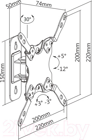 Изображение товара Кронштейн для телевизора Ultramounts UM 862 (черный)