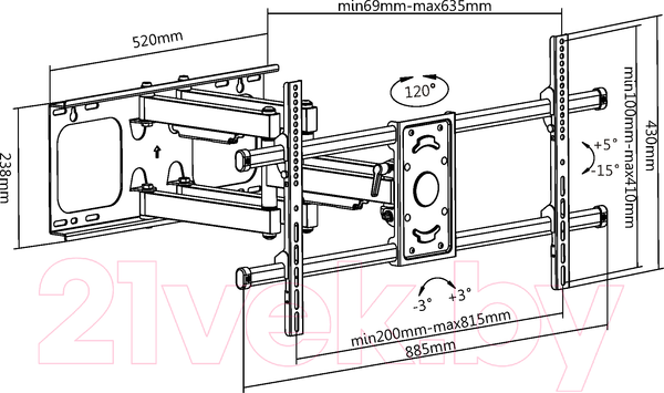 Изображение товара Кронштейн для телевизора Ultramounts UM 913 (черный)