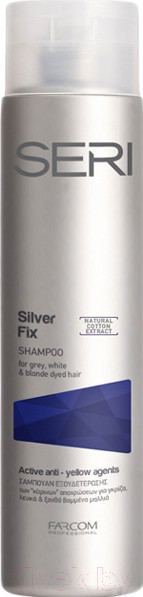 Изображение товара Оттеночный шампунь для волос Farcom Seri Silver Fix антижелтый для светлых осветленных седых волос (300мл)