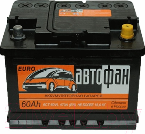 Изображение товара Автомобильный аккумулятор Автофан 6СТ-60 Евро (60 А/ч)