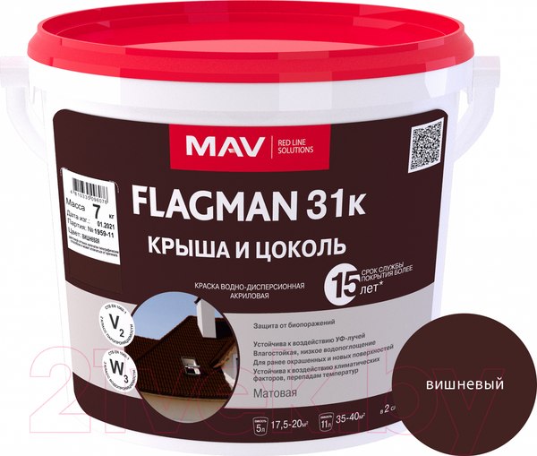 Изображение товара Краска MAV Flagman ВД-АК-1031К (5л, вишневый)