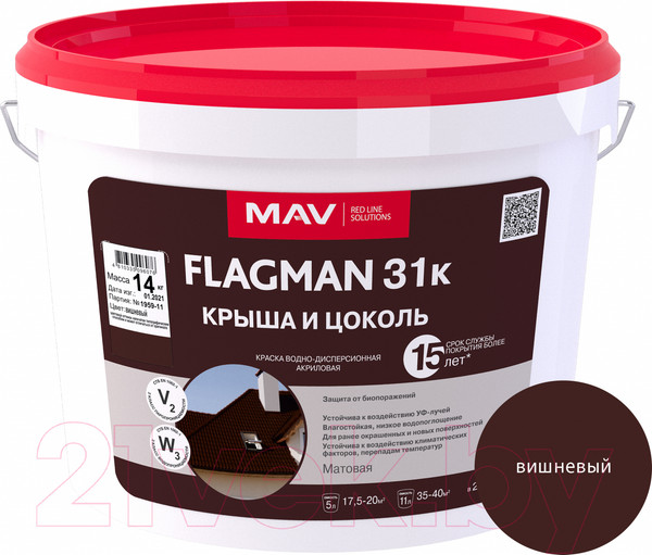 Изображение товара Краска MAV Flagman ВД-АК-1031К (11л, вишневый)