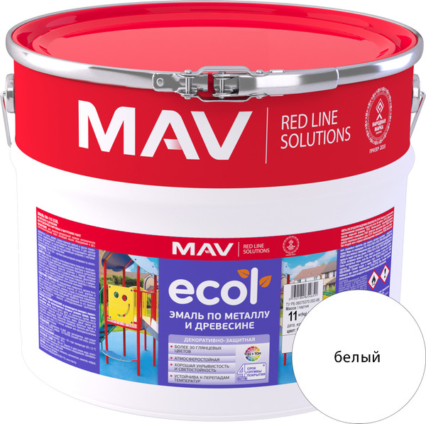 Изображение товара Эмаль MAV Ecol ПФ-115 (11кг, белый)