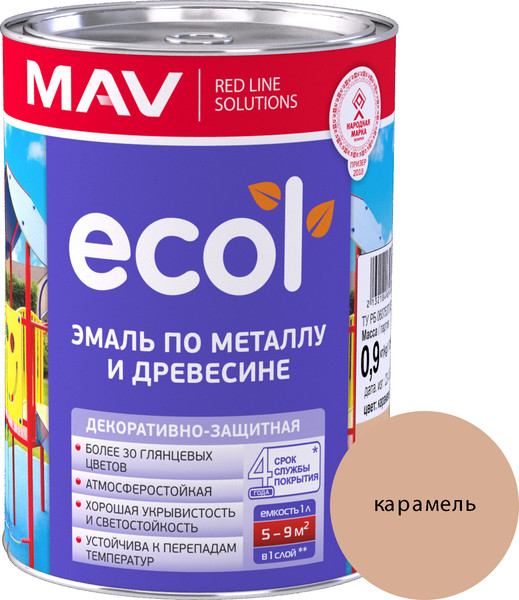 Изображение товара Эмаль MAV Ecol ПФ-115 (900г, карамель)