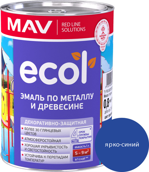 Изображение товара Эмаль MAV Ecol ПФ-115 (800г, ярко-синий)