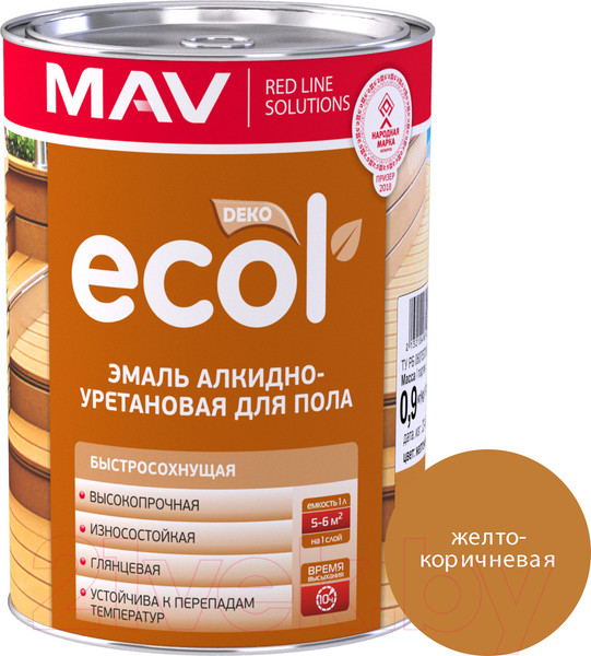 Изображение товара Эмаль MAV Ecol ПФ-266 (900г, желто-коричневый)