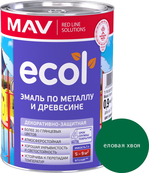 Изображение товара Эмаль MAV Ecol ПФ-115 (900г, еловая хвоя)