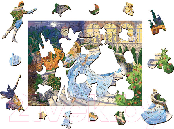 Изображение товара Пазл Нескучные игры Золушка Фигурный деревянный пазл / 8299