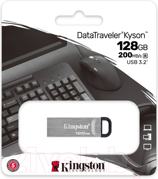 Изображение товара USB flash накопитель Kingston Kyson 128GB USB 3.2 Gen 1 (DTKN/128GB)