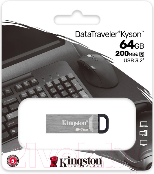 Изображение товара USB flash накопитель Kingston Kyson 64GB USB 3.2 Gen 1 (DTKN/64GB)