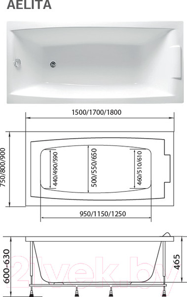 Изображение товара Ванна акриловая 1Марка Aelita 170x90 / У99272