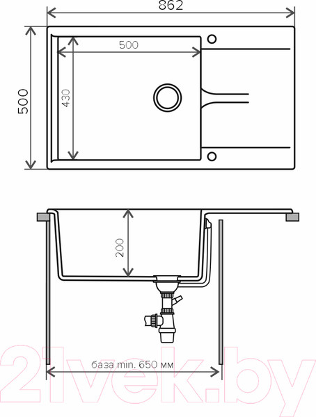 Изображение товара Мойка кухонная Polygran Gals 862 (черный)