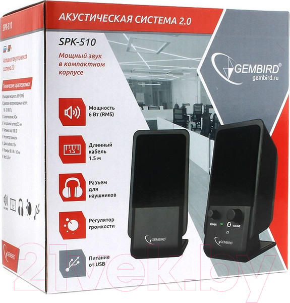 Изображение товара Мультимедиа акустика Gembird SPK-510 (черный)