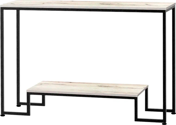 Изображение товара Консольный столик Millwood Пекин 4 Лофт Л 120x35x80 (дуб белый Craft/металл черный)