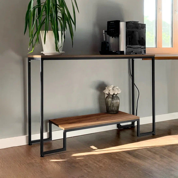 Изображение товара Консольный столик Millwood Пекин 4 Лофт Л 120x35x80 (дуб табачный Craft/металл черный)