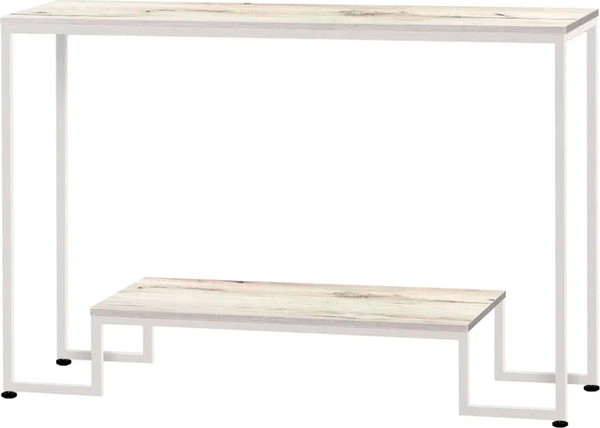 Изображение товара Консольный столик Millwood Пекин 4 Лофт Л 120x35x80 (дуб белый Craft/металл белый)