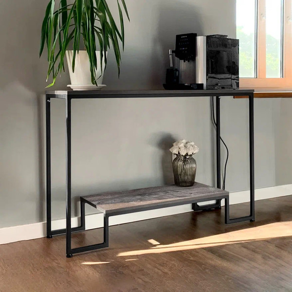 Изображение товара Консольный столик Millwood Пекин 4 Лофт Л 120x35x80 (сосна пассадена/металл черный)