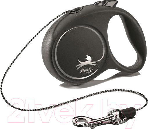 Изображение товара Поводок-рулетка Flexi Black Design трос / 33203 (XS, серебристый)