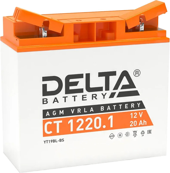 Изображение товара Мотоаккумулятор DELTA AGM CT1220.1 YT19BL-BS (20 А/ч)