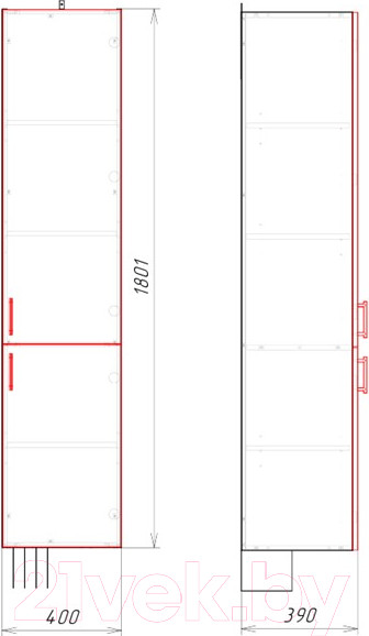 Изображение товара Шкаф-пенал для ванной Garda Keln-23 L (40) (без корзины)