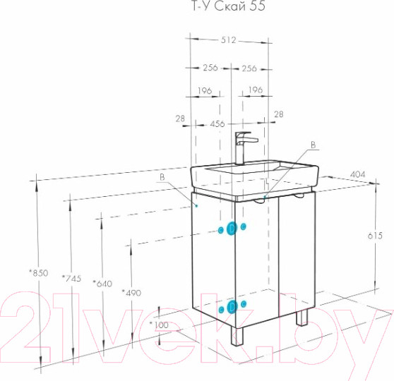 Изображение товара Тумба под умывальник Акватон Скай 55 (1A238101SY010)