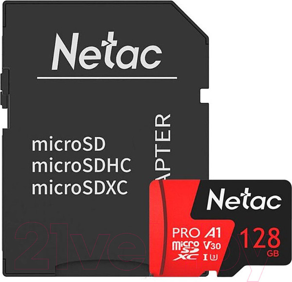 Изображение товара Карта памяти Netac MicroSD Card P500 Extreme Pro 128GB (NT02P500PRO-128G-R) (с адаптером)
