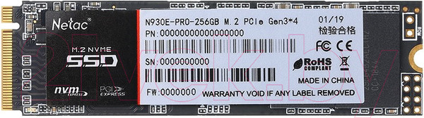Изображение товара SSD диск Netac N930E Pro M.2 2280 NVMe 256GB (NT01N930E-256G-E4X)