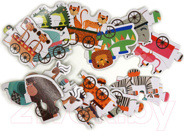 Изображение товара Книга-пазл Махаон Зоопарк. Поезд знаний (Стернберг А.)