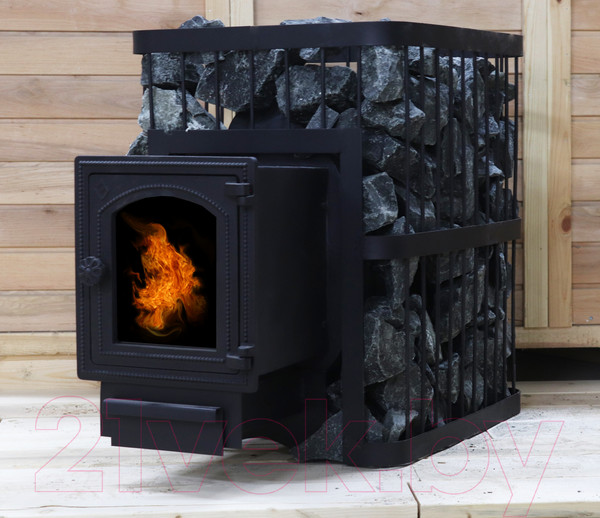 Изображение товара Печь-каменка КомфортПром Чугун со стеклом 10013004 (84кг)
