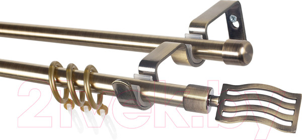 Изображение товара Карниз для штор Lm Decor Лайт Антонио гладкий 16мм+16мм двухрядный (антик, 1.6м)