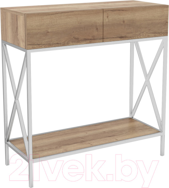 Изображение товара Консольный столик Hype Mebel Лесс 80x40 (белый/дуб галифакс натуральный)