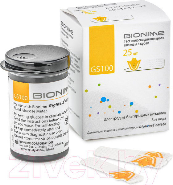 Изображение товара Тест-полоски для глюкометра Bionime GS100 (25шт)