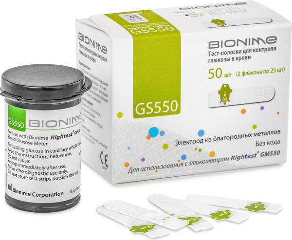 Изображение товара Тест-полоски для глюкометра Bionime GS550 (50шт)