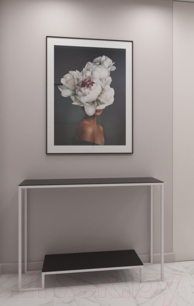 Изображение товара Консольный столик Hype Mebel Голд 100x35 (белый/стекло белое)