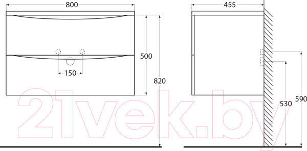 Изображение товара Тумба под умывальник BelBagno ACQUA-800-2C-SO-PS