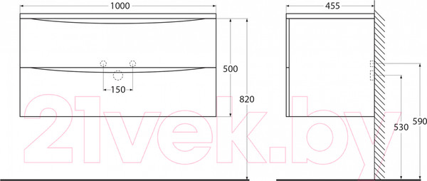 Изображение товара Тумба под умывальник BelBagno ACQUA-1000-2C-SO-PS