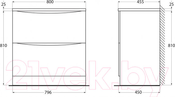 Изображение товара Тумба под умывальник BelBagno Acqua-800-2C-PIA-BL