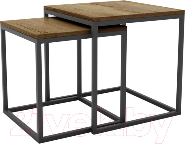 Изображение товара Журнальный столик Hype Mebel Дуэт (черный/дуб галифакс олово)
